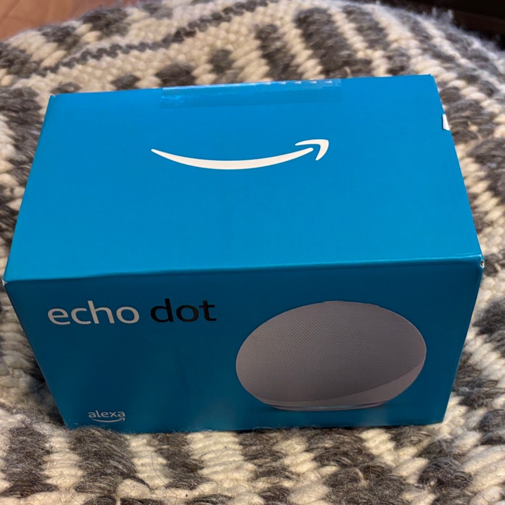 Amazon Echo Dot in Blue Box